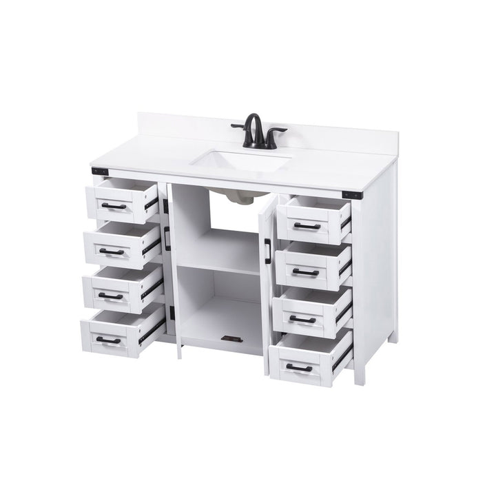48 Inch Single Bathroom Vanity In White With Backsplash - View 5 - Joshua Marshal