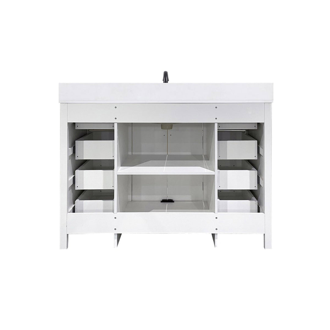 48 Inch Single Bathroom Vanity In White With Backsplash - View 6 - Joshua Marshal