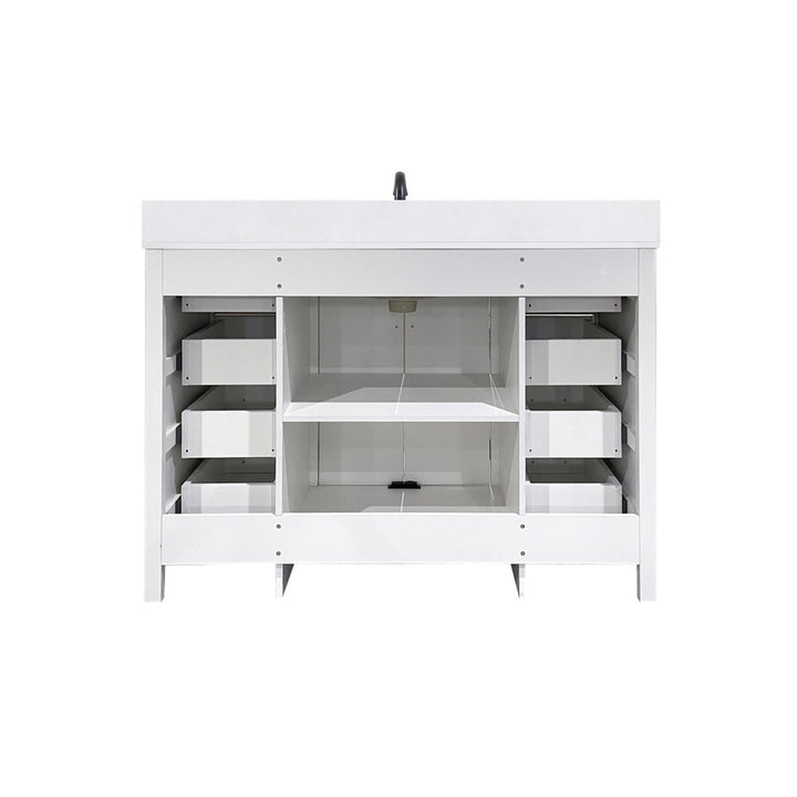 48 Inch Single Bathroom Vanity In White With Backsplash - View 6 - Joshua Marshal