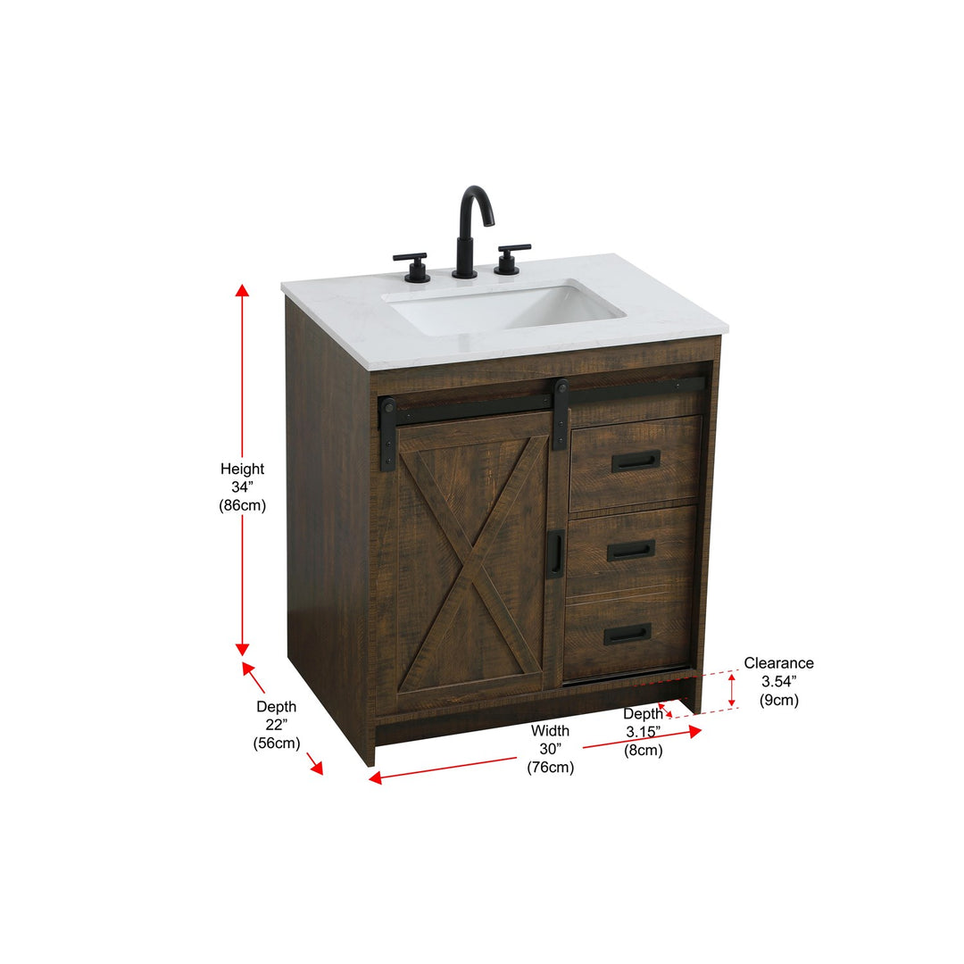30 Inch Single Bathroom Vanity In Expresso - View 6 - Joshua Marshal