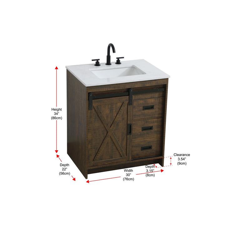 30 Inch Single Bathroom Vanity In Expresso - View 6 - Joshua Marshal