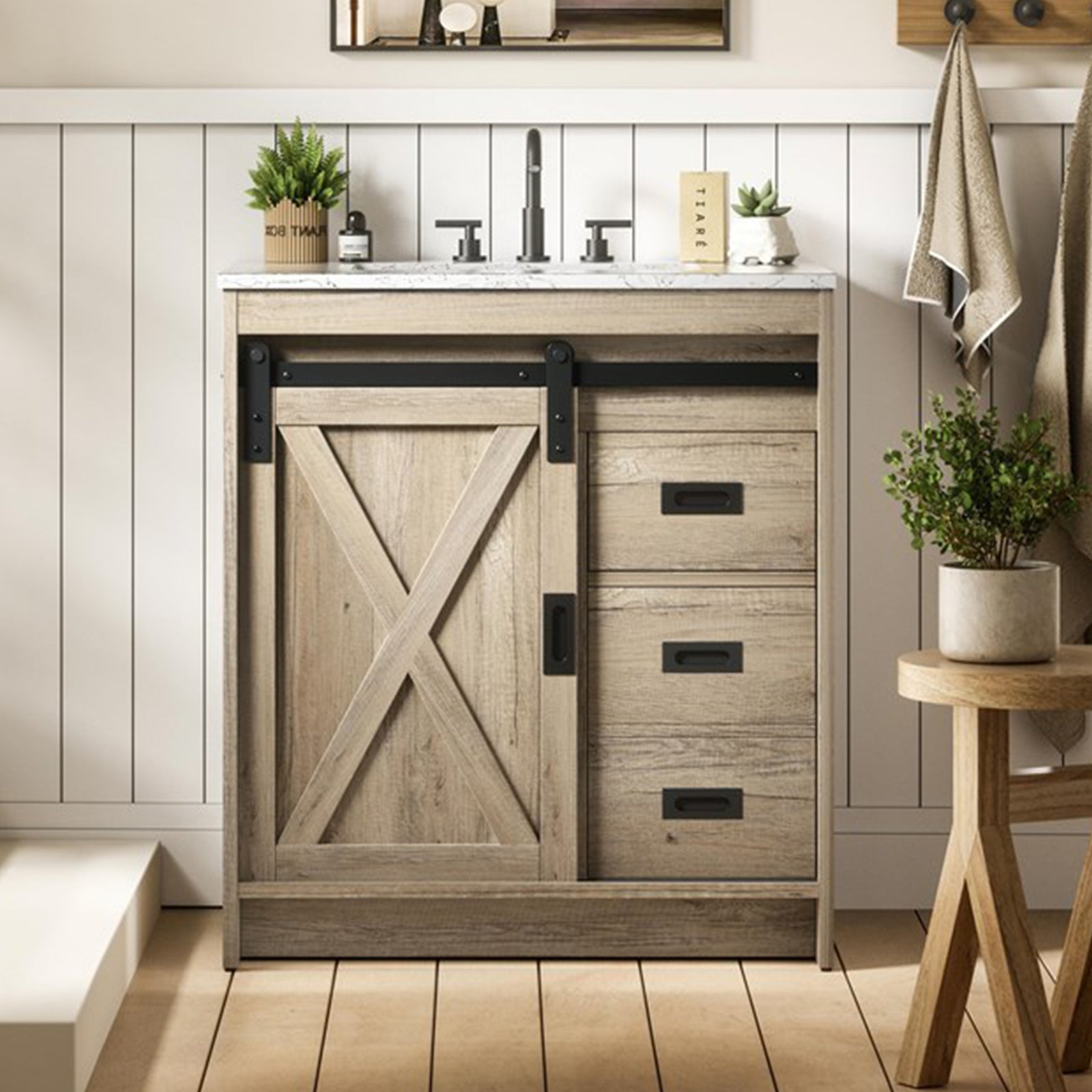 30 Inch Single Bathroom Vanity In Natural Oak Natural Oak Finish - KITCHEN & BATH by Joshua Marshal
