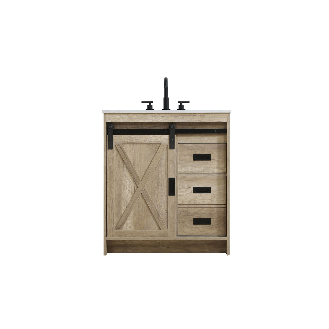 30 Inch Single Bathroom Vanity In Natural Oak - View 3 - Joshua Marshal