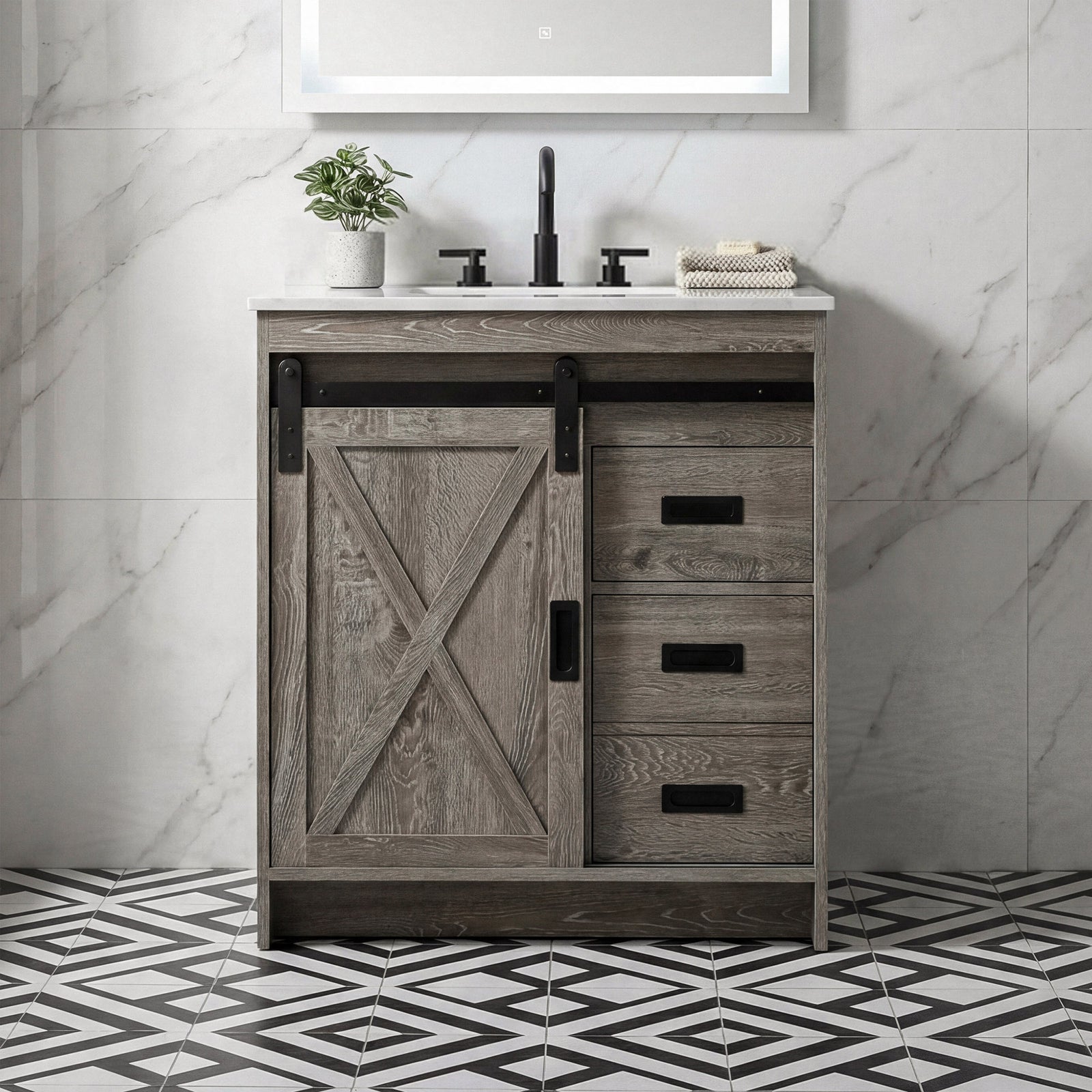 30 Inch Single Bathroom Vanity In Rustic Grey Rustic Grey Finish - KITCHEN & BATH by Joshua Marshal