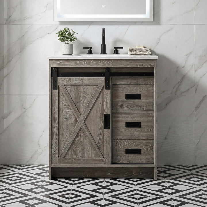 30 Inch Single Bathroom Vanity In Rustic Grey Rustic Grey Finish - KITCHEN & BATH by Joshua Marshal