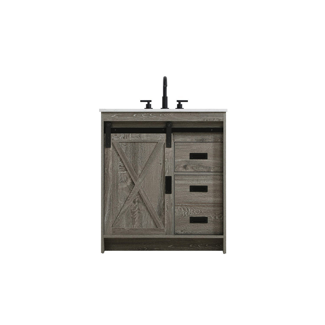30 Inch Single Bathroom Vanity In Rustic Grey - View 3 - Joshua Marshal