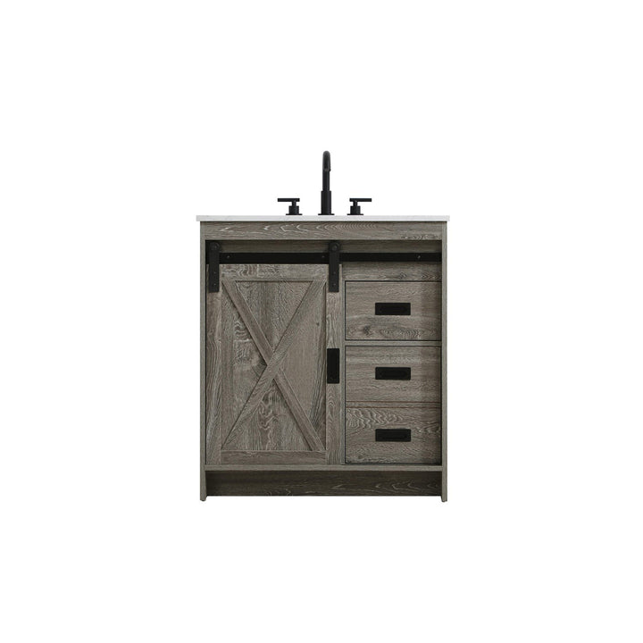 30 Inch Single Bathroom Vanity In Rustic Grey - View 3 - Joshua Marshal