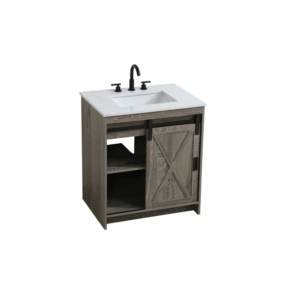 30 Inch Single Bathroom Vanity In Rustic Grey - View 4 - Joshua Marshal