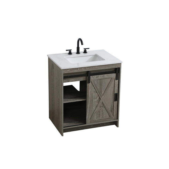 30 Inch Single Bathroom Vanity In Rustic Grey - View 4 - Joshua Marshal