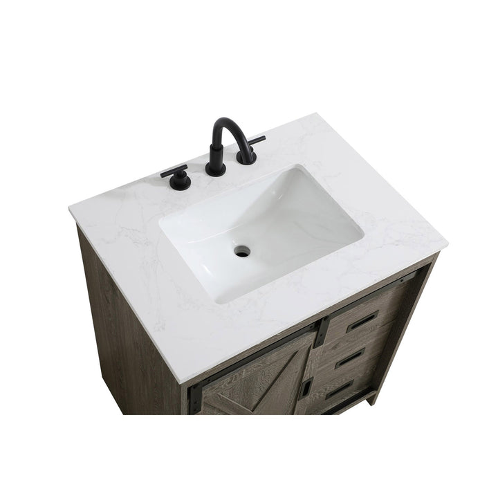 30 Inch Single Bathroom Vanity In Rustic Grey - View 6 - Joshua Marshal