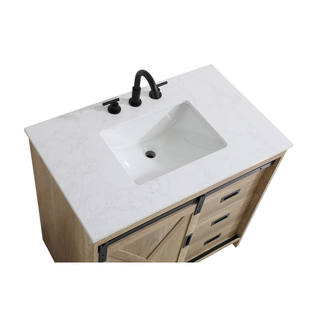 36 Inch Single Bathroom Vanity In Natural Oak - View 6 - Joshua Marshal