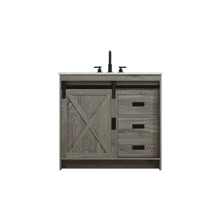 36 Inch Single Bathroom Vanity In Rustic Grey - View 3 - Joshua Marshal