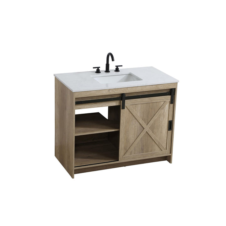 42 Inch Single Bathroom Vanity In Natural Oak - View 4 - Joshua Marshal