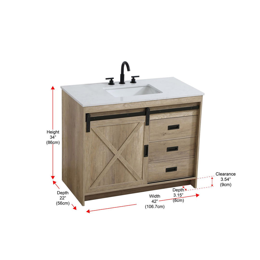 42 Inch Single Bathroom Vanity In Natural Oak - View 5 - Joshua Marshal