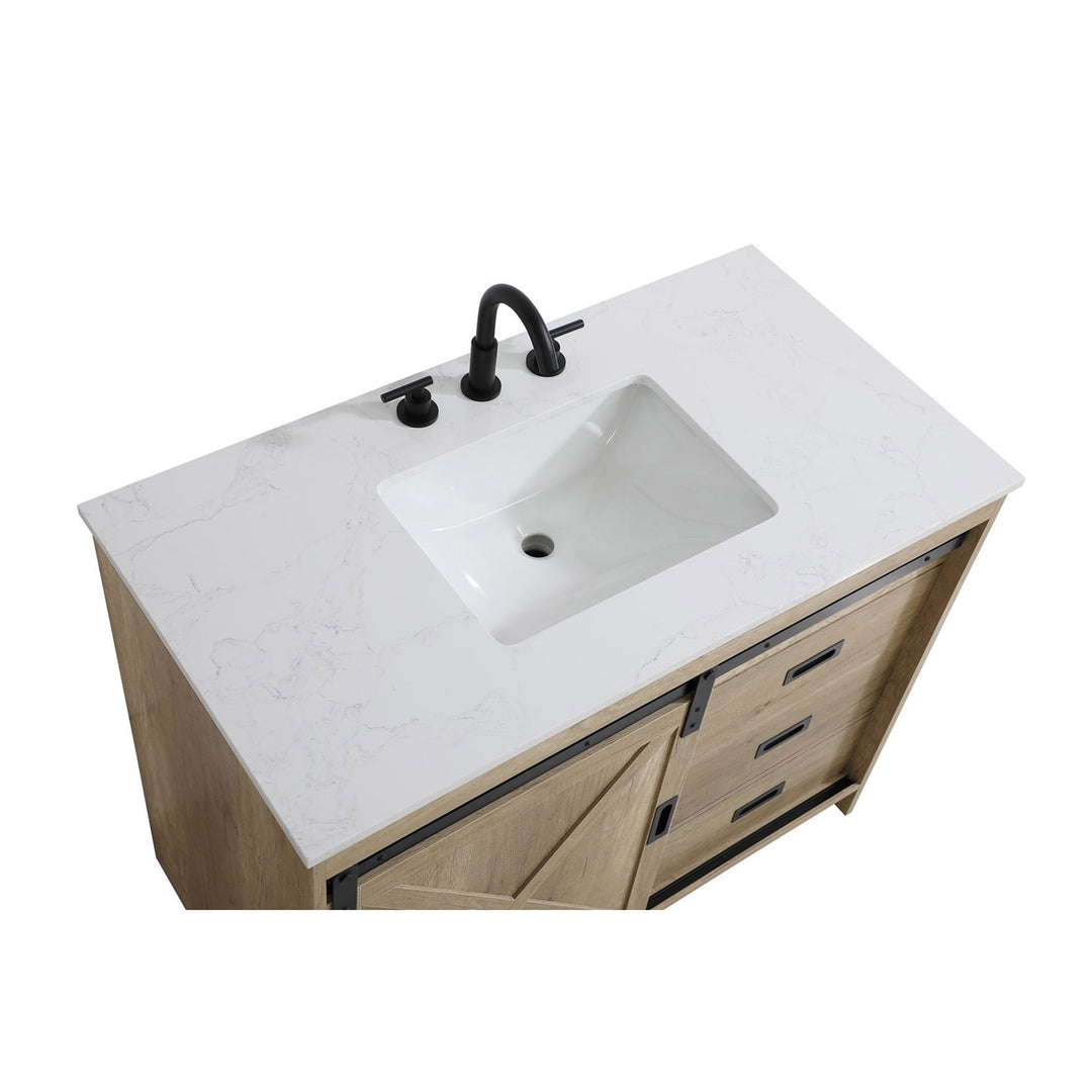 42 Inch Single Bathroom Vanity In Natural Oak - View 6 - Joshua Marshal