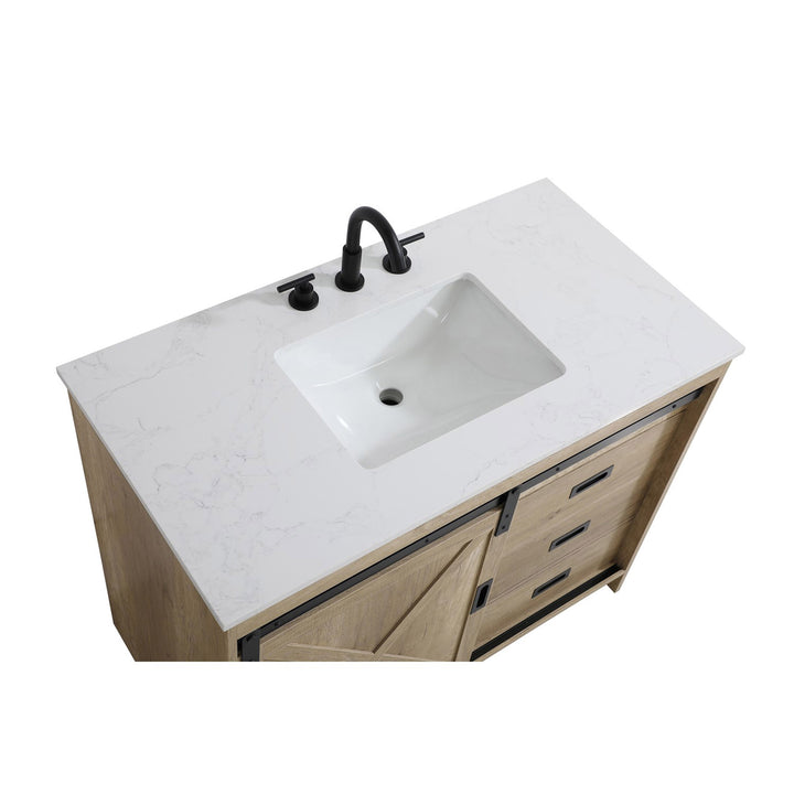 42 Inch Single Bathroom Vanity In Natural Oak - View 6 - Joshua Marshal