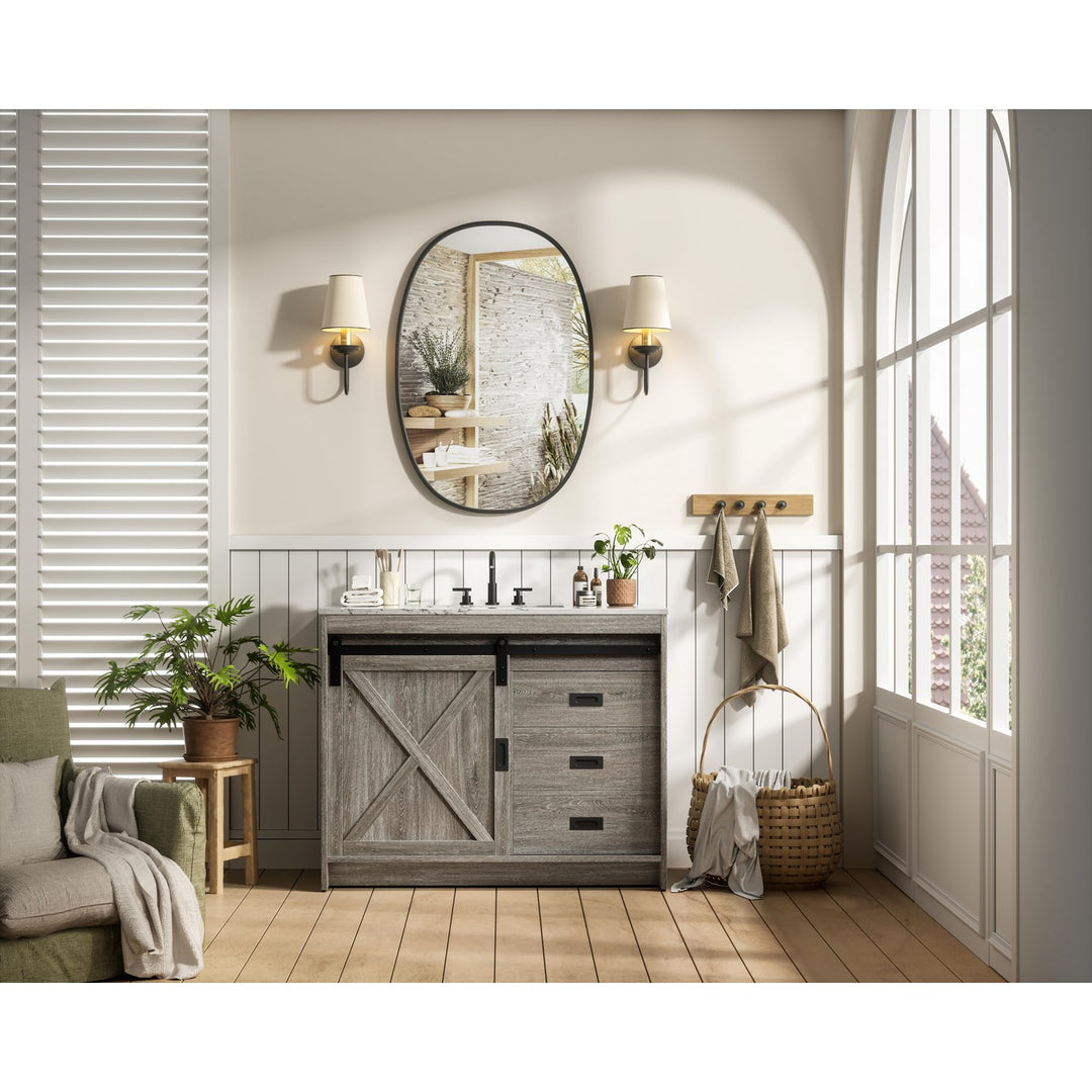 42 Inch Single Bathroom Vanity In Rustic Grey - View 2 - Joshua Marshal