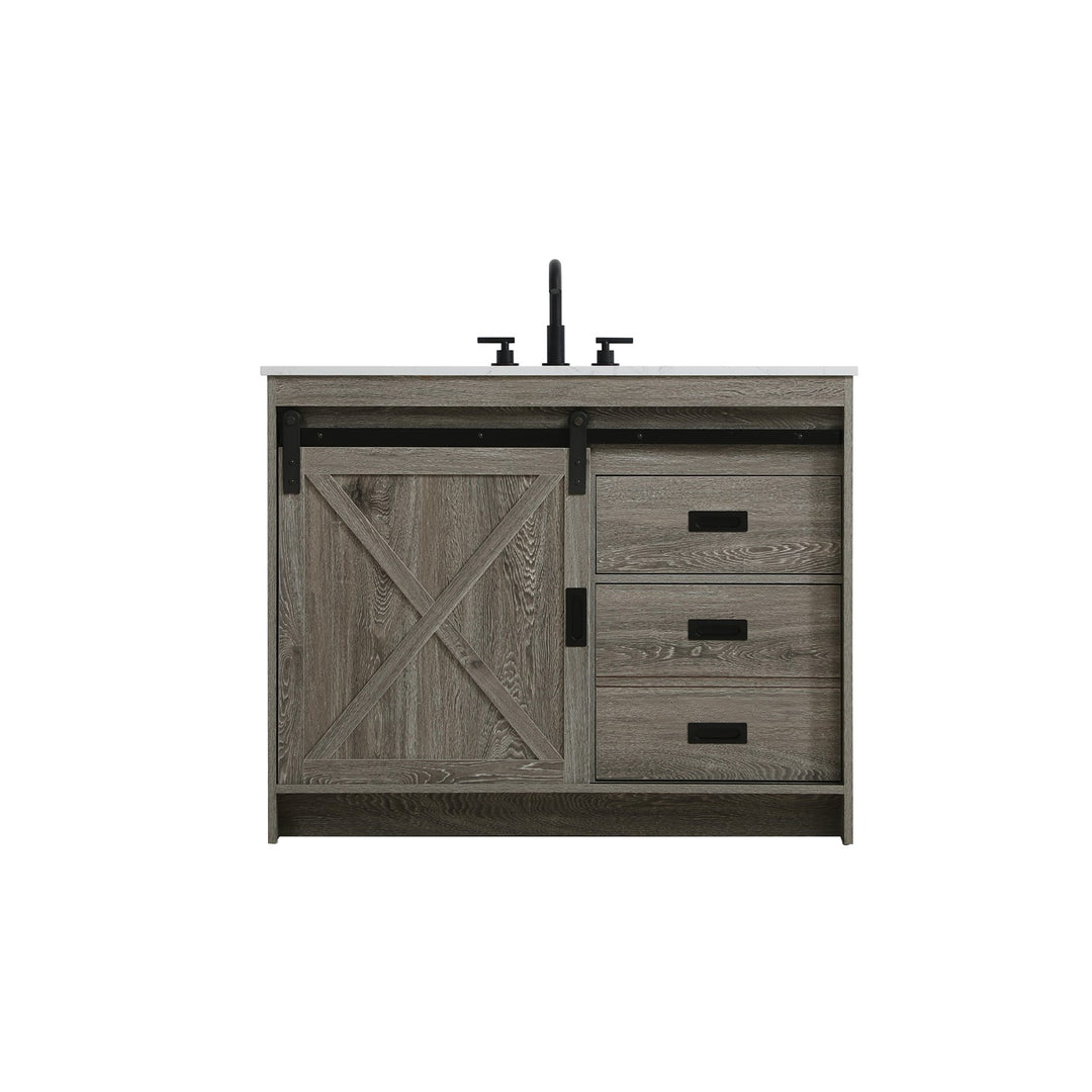 42 Inch Single Bathroom Vanity In Rustic Grey - View 3 - Joshua Marshal