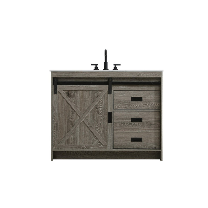 42 Inch Single Bathroom Vanity In Rustic Grey - View 3 - Joshua Marshal
