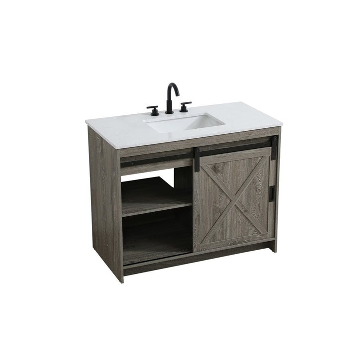 42 Inch Single Bathroom Vanity In Rustic Grey - View 4 - Joshua Marshal
