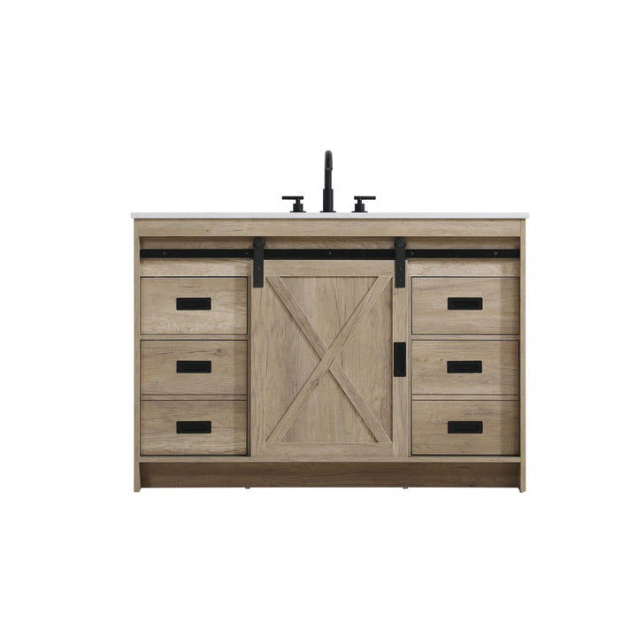 48 Inch Single Bathroom Vanity In Natural Oak - View 3 - Joshua Marshal