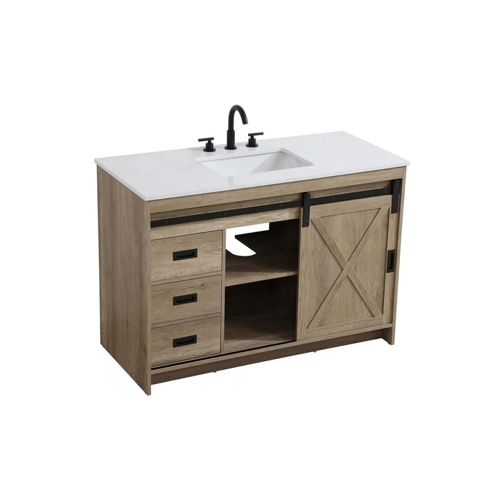 48 Inch Single Bathroom Vanity In Natural Oak - View 4 - Joshua Marshal