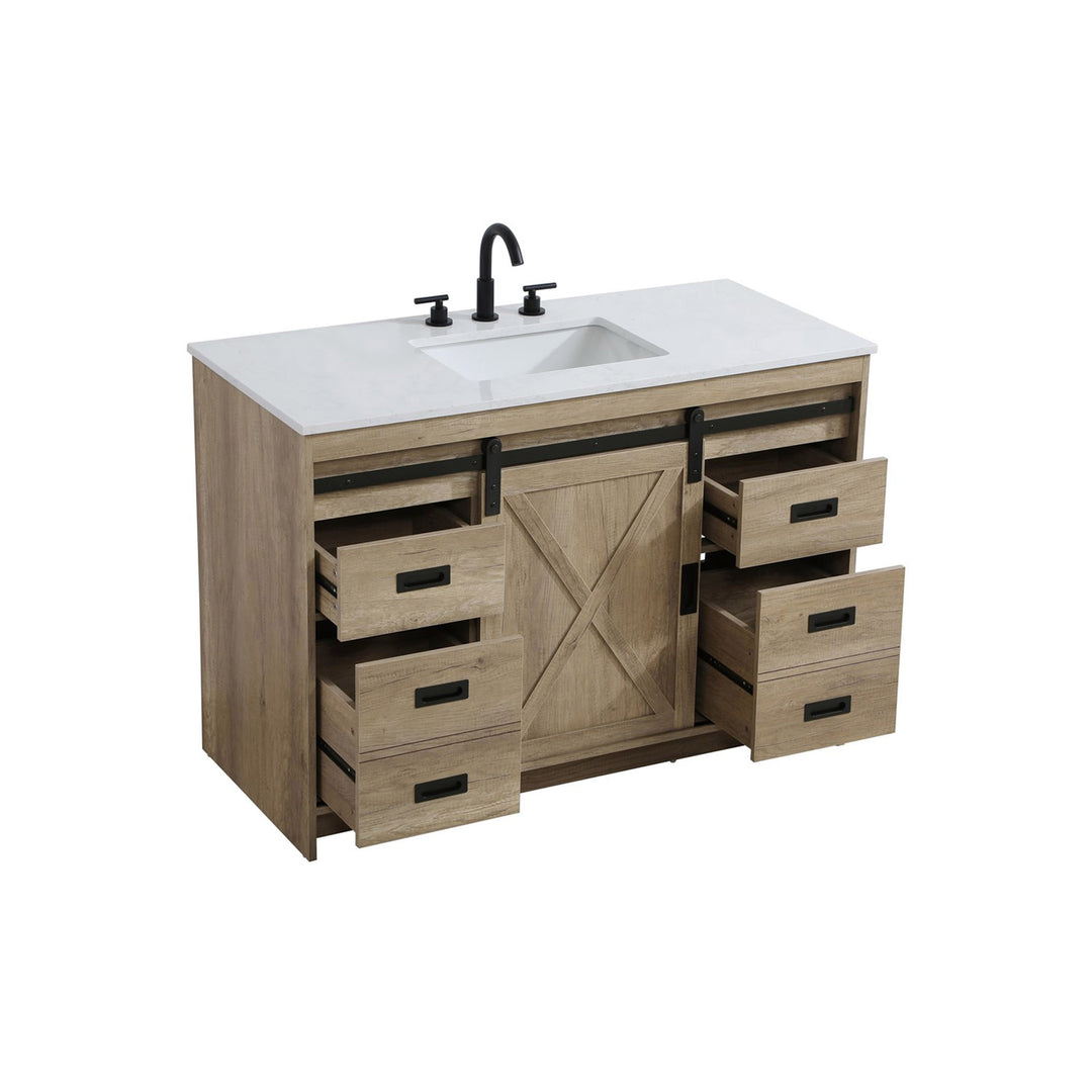 48 Inch Single Bathroom Vanity In Natural Oak - View 5 - Joshua Marshal