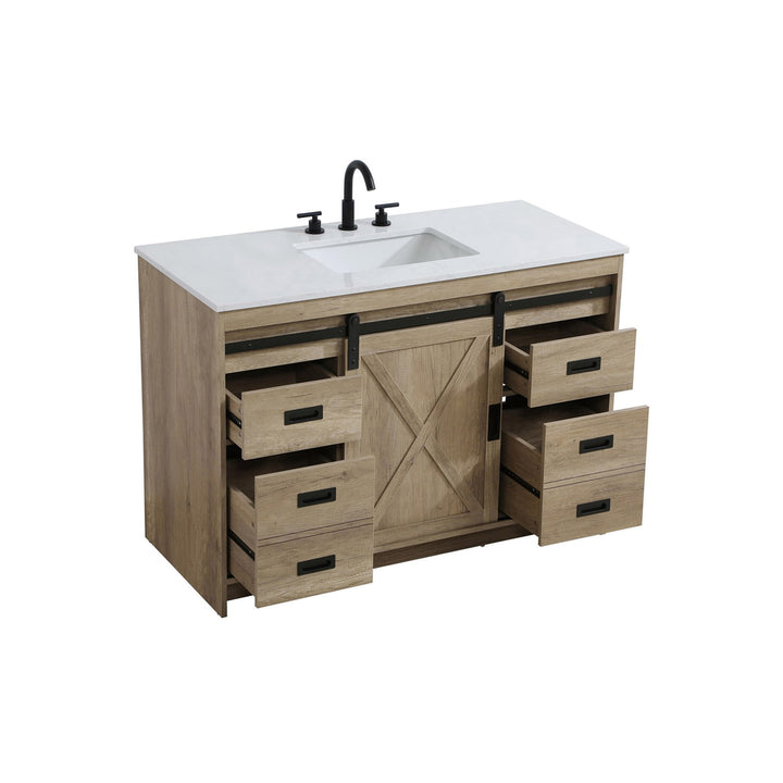 48 Inch Single Bathroom Vanity In Natural Oak - View 5 - Joshua Marshal