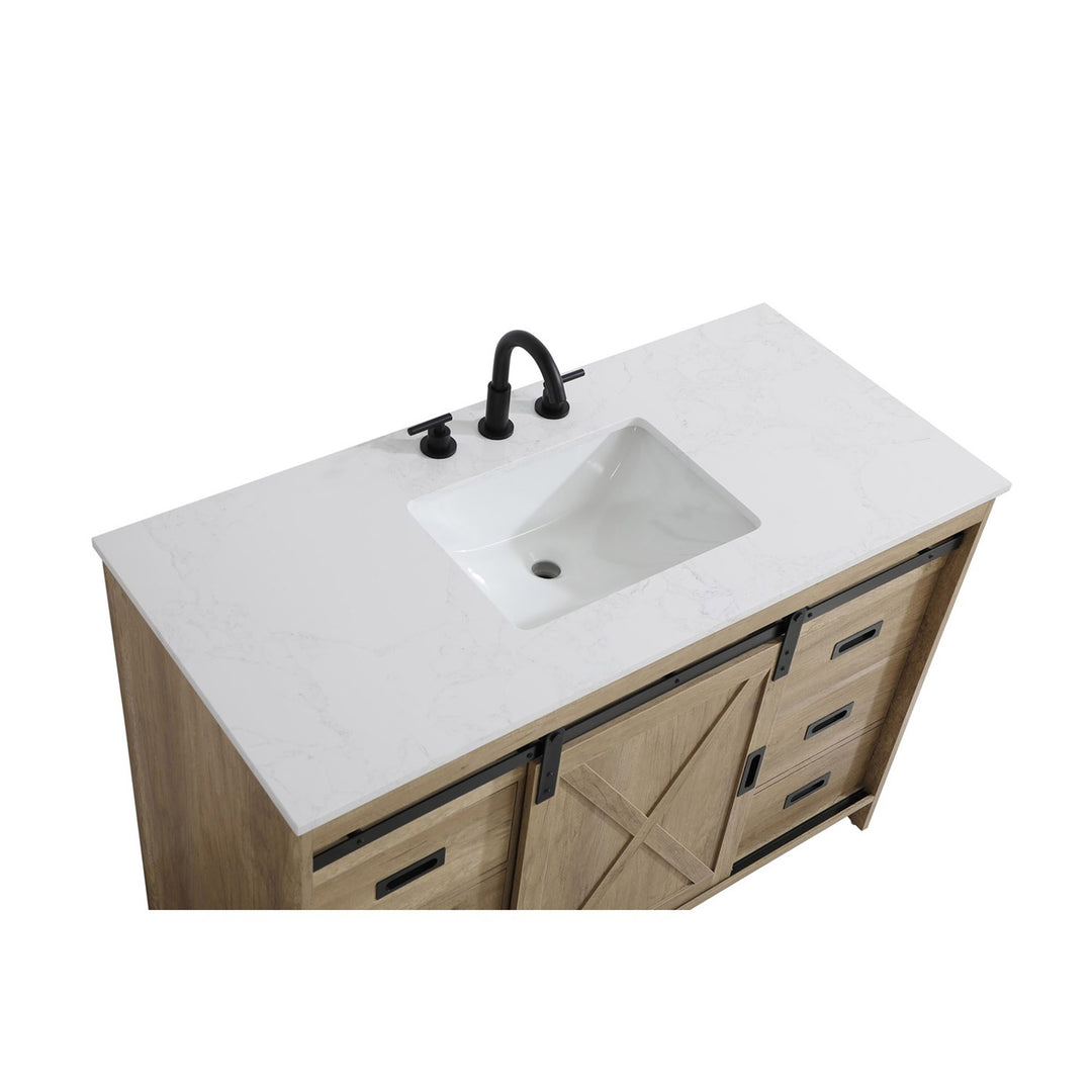 48 Inch Single Bathroom Vanity In Natural Oak - View 6 - Joshua Marshal
