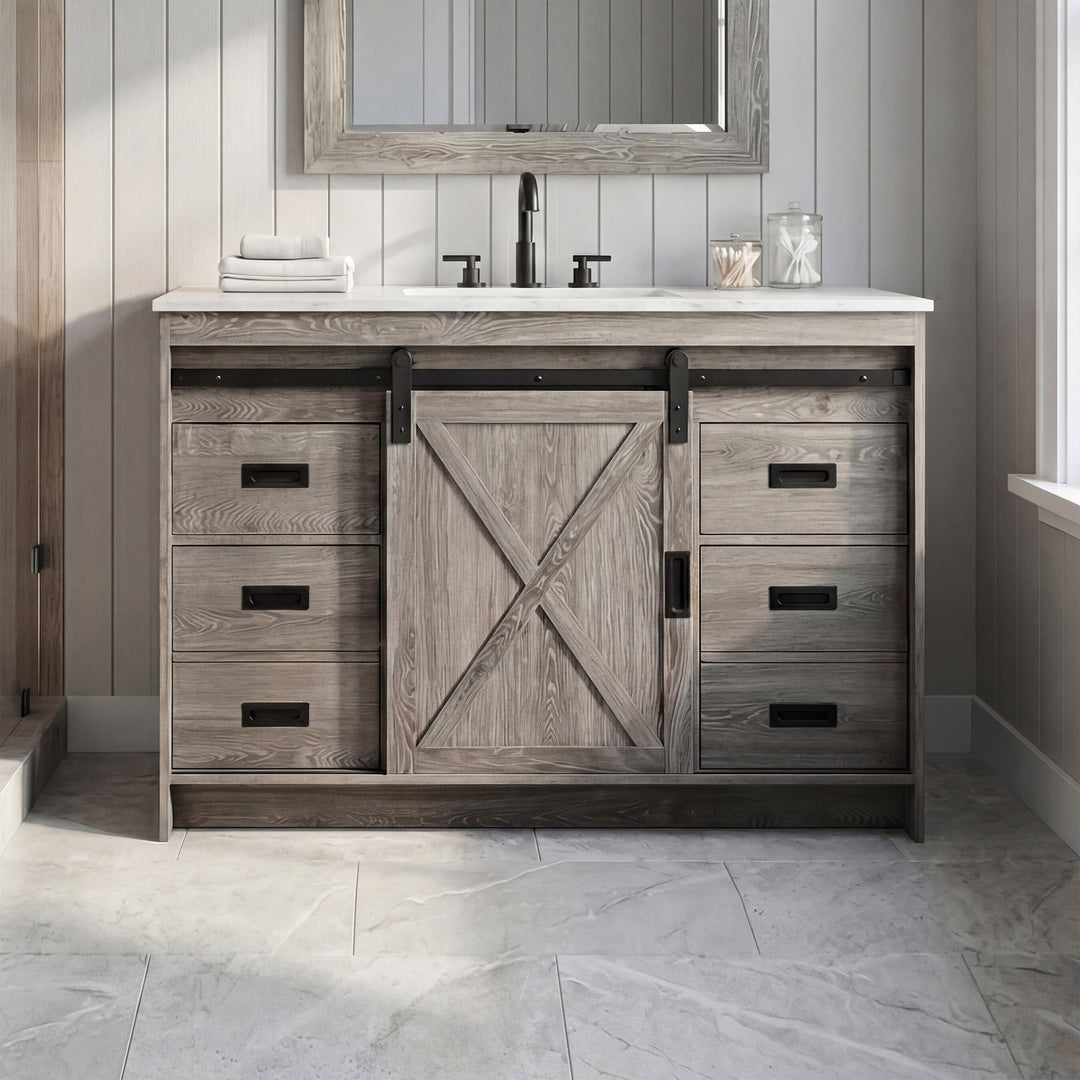 48 Inch Single Bathroom Vanity In Rustic Grey Rustic Grey Finish - KITCHEN & BATH by Joshua Marshal