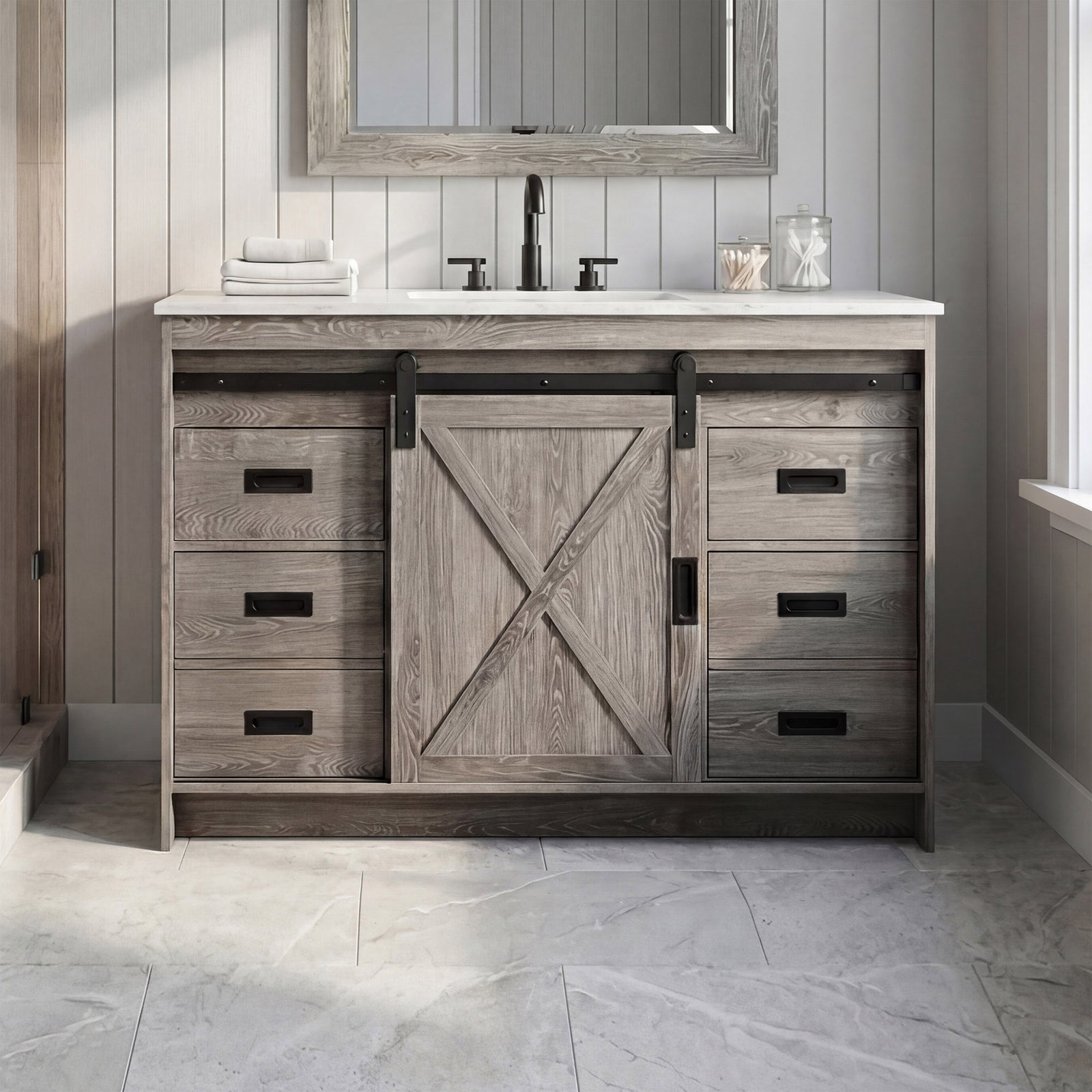 48 Inch Single Bathroom Vanity In Rustic Grey Rustic Grey Finish - KITCHEN & BATH by Joshua Marshal