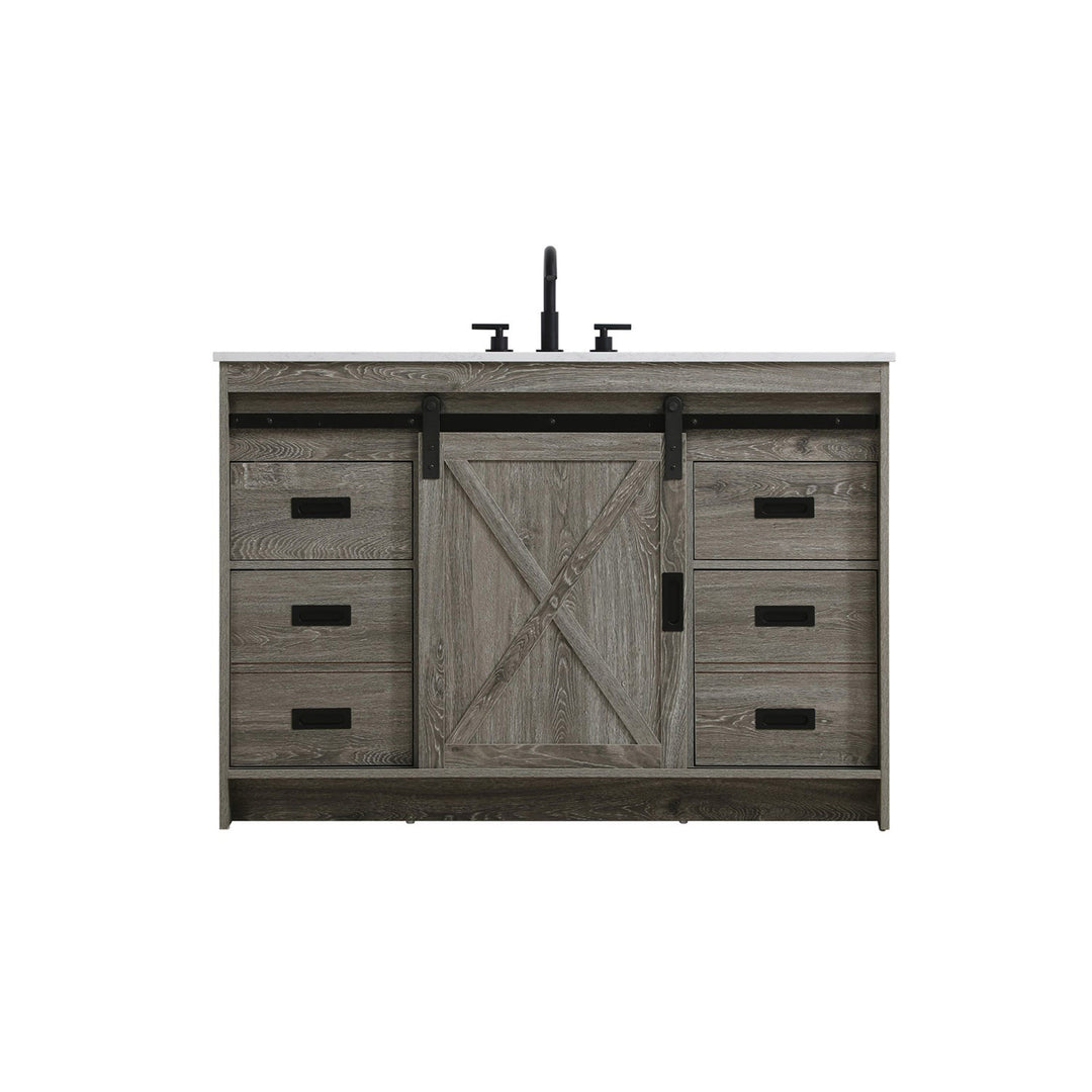 48 Inch Single Bathroom Vanity In Rustic Grey - View 3 - Joshua Marshal