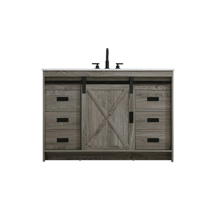 48 Inch Single Bathroom Vanity In Rustic Grey - View 3 - Joshua Marshal