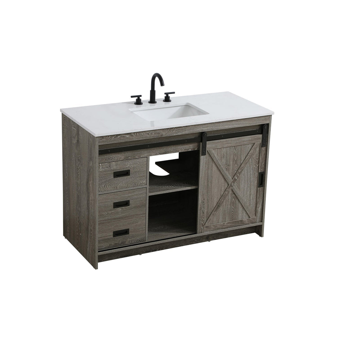 48 Inch Single Bathroom Vanity In Rustic Grey - View 4 - Joshua Marshal