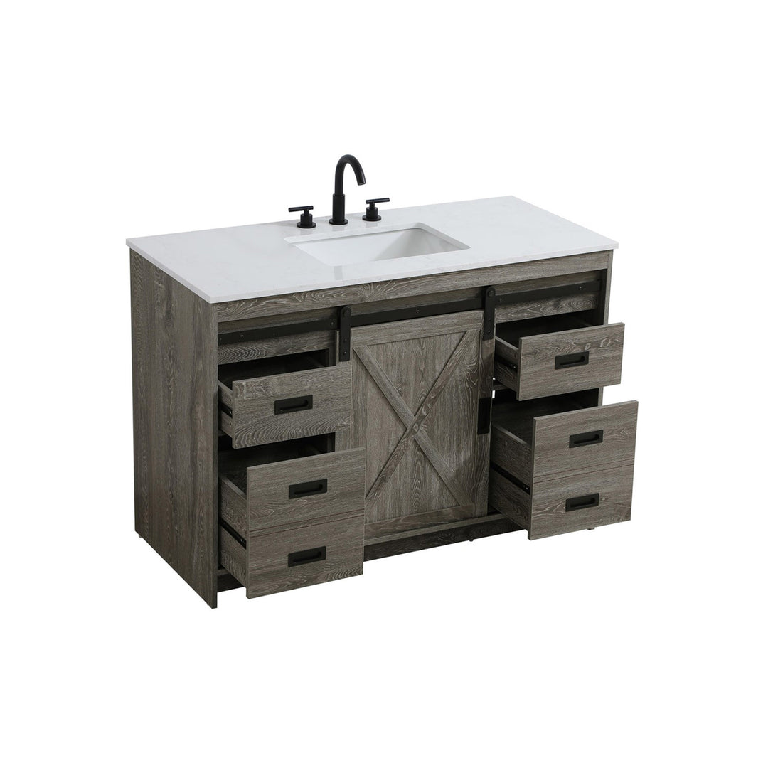 48 Inch Single Bathroom Vanity In Rustic Grey - View 5 - Joshua Marshal