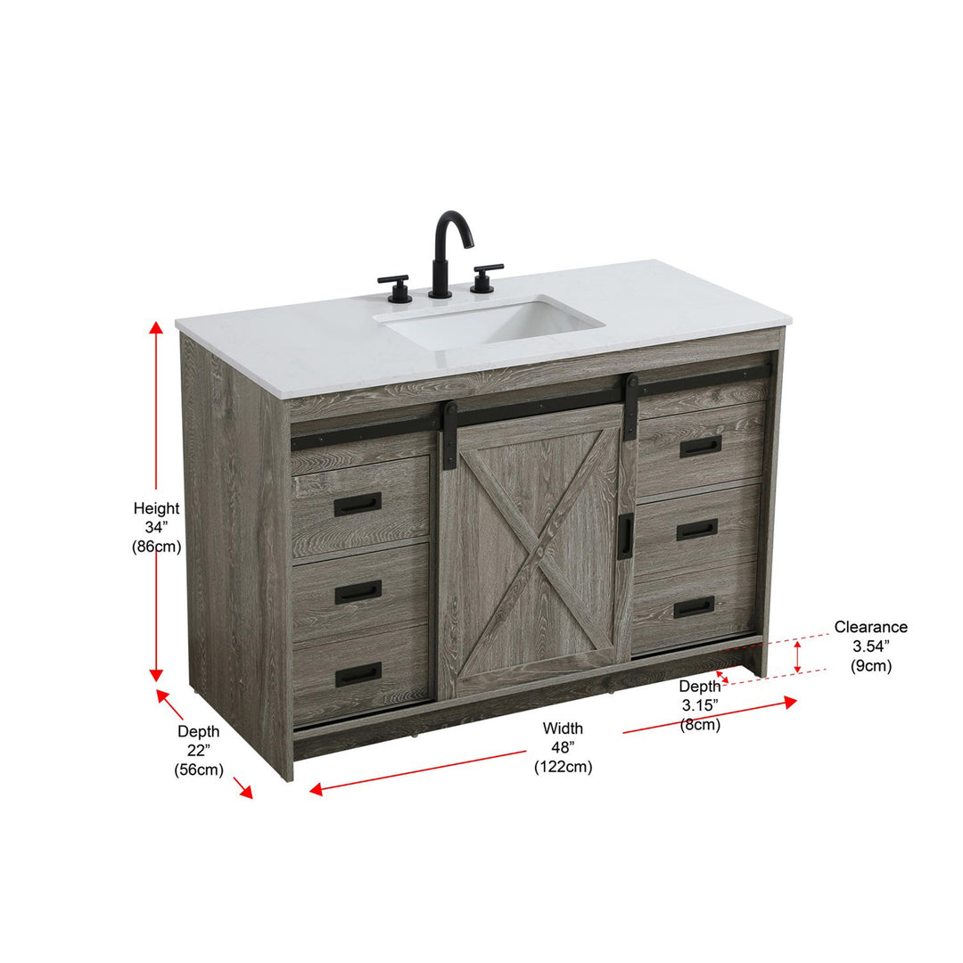 48 Inch Single Bathroom Vanity In Rustic Grey - View 6 - Joshua Marshal