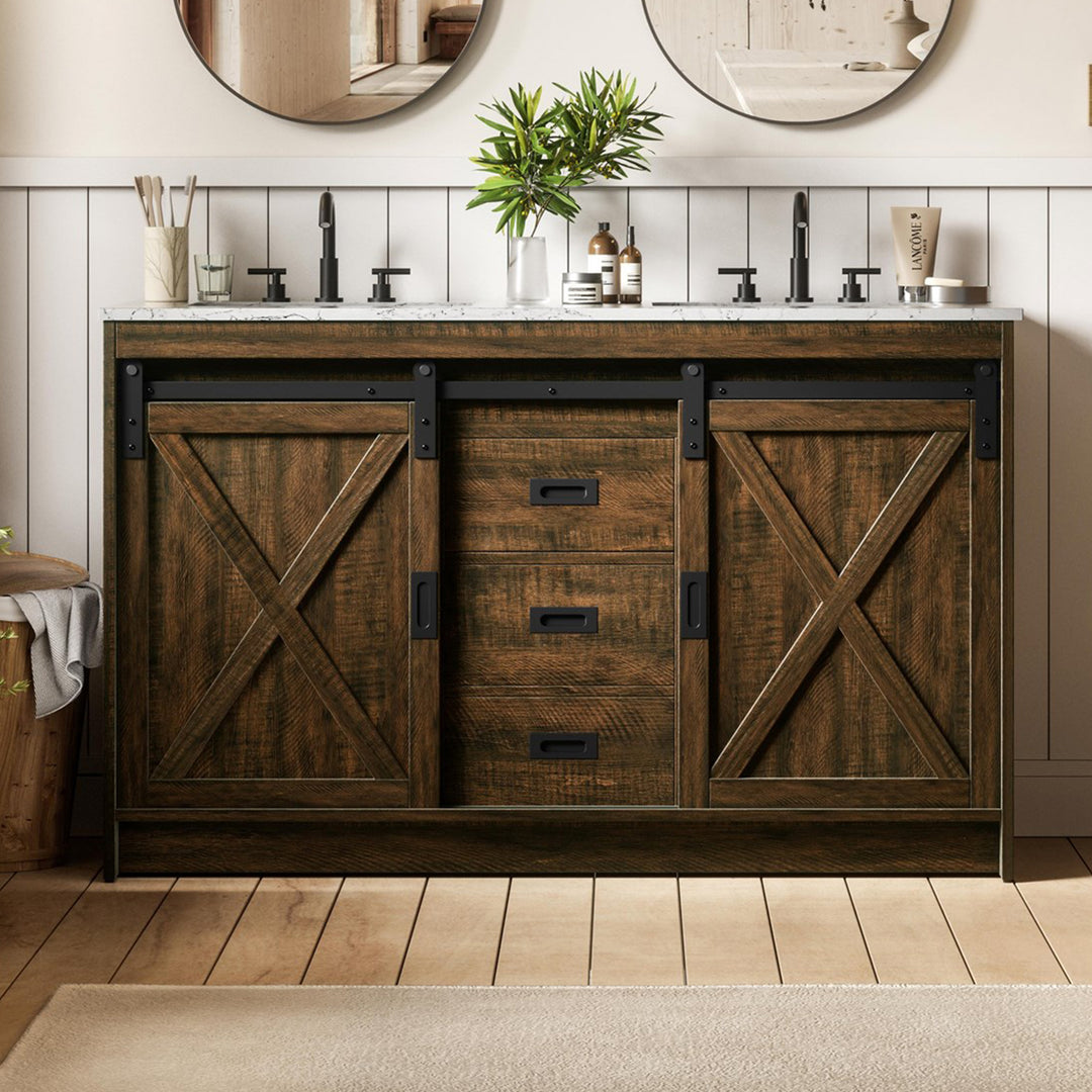 54 Inch Double Bathroom Vanity In Expresso Expresso Finish - KITCHEN & BATH by Joshua Marshal