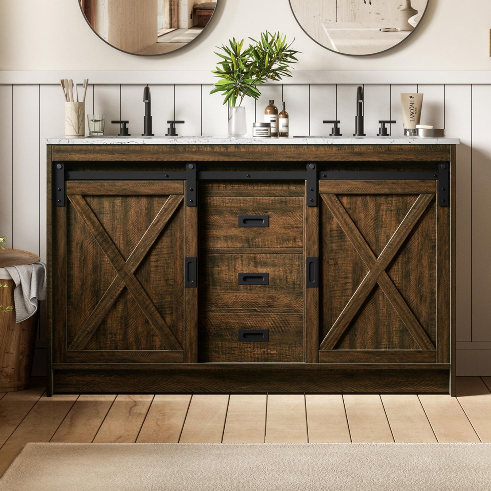 54 Inch Double Bathroom Vanity In Expresso Expresso Finish - KITCHEN & BATH by Joshua Marshal
