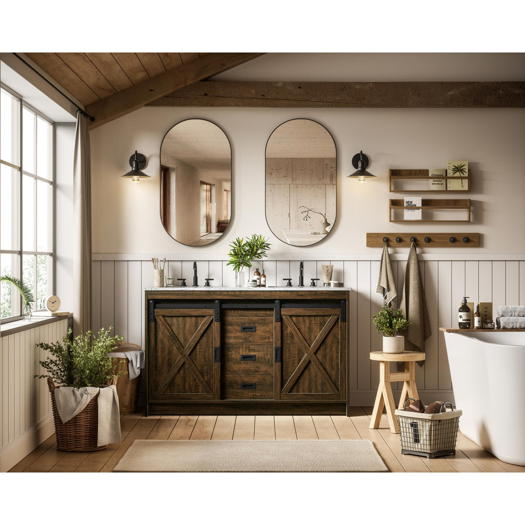 54 Inch Double Bathroom Vanity In Expresso - View 2 - Joshua Marshal