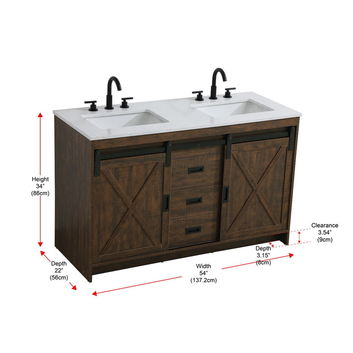 54 Inch Double Bathroom Vanity In Expresso - View 6 - Joshua Marshal