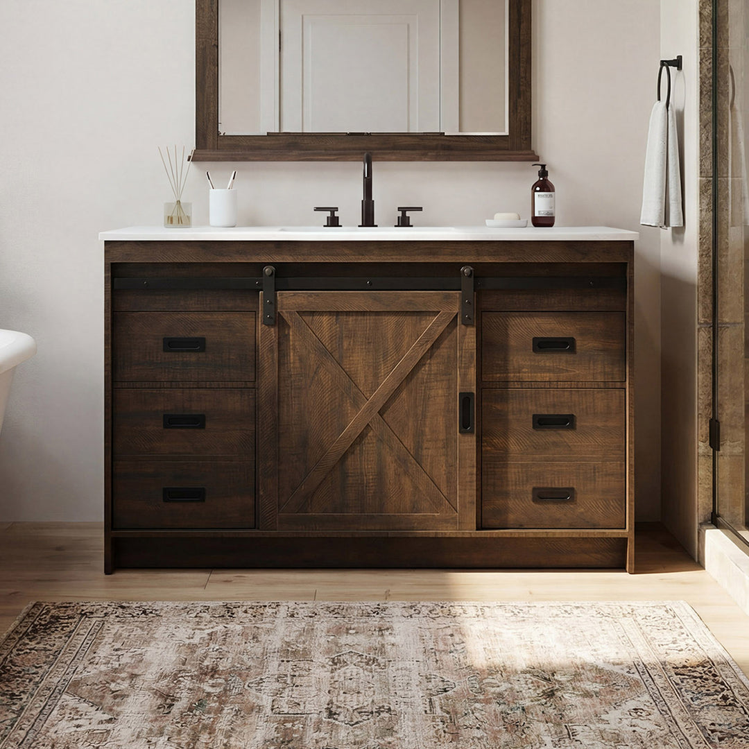 54 Inch Single Bathroom Vanity In Expresso Expresso Finish - KITCHEN & BATH by Joshua Marshal