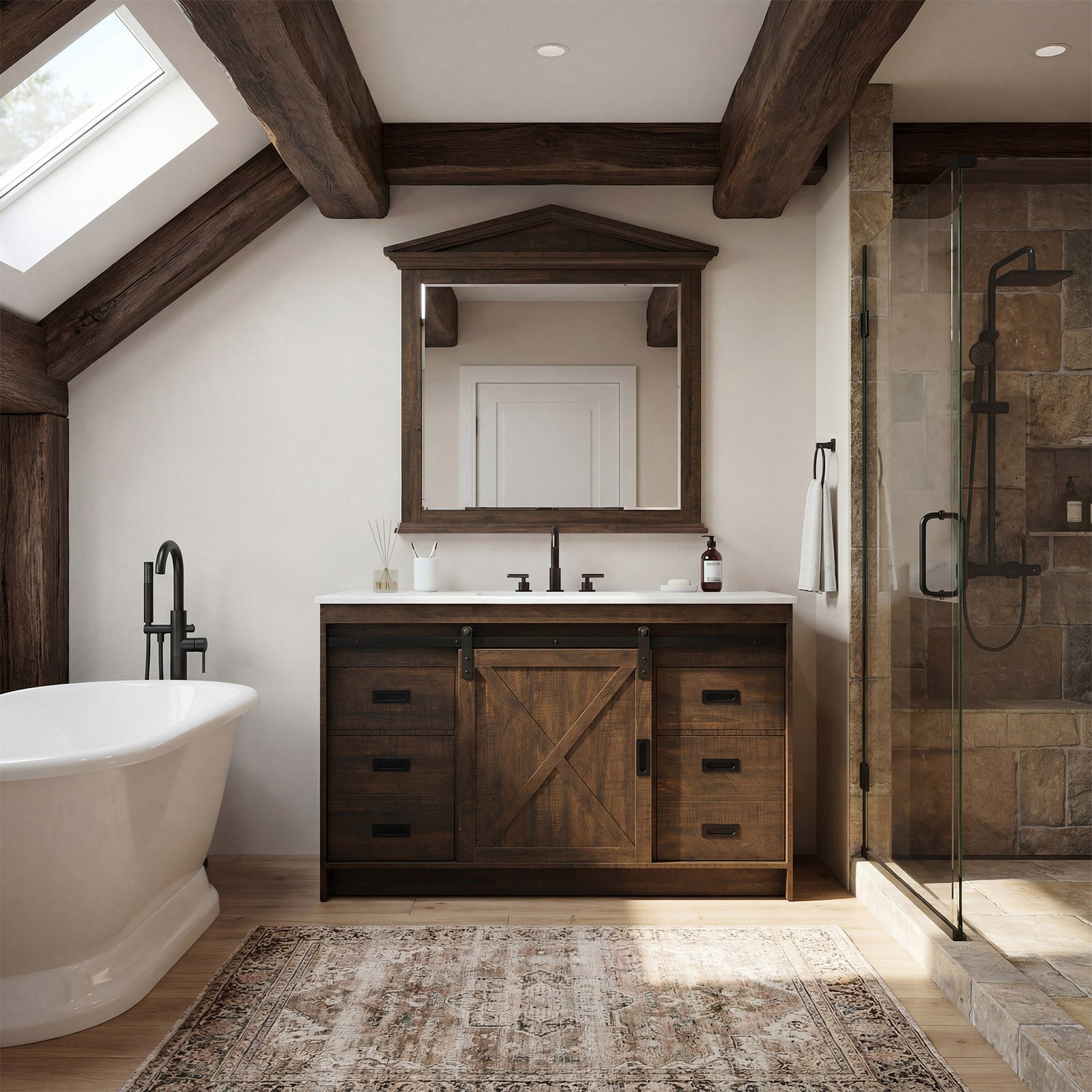54 Inch Single Bathroom Vanity In Expresso - View 2 - Joshua Marshal