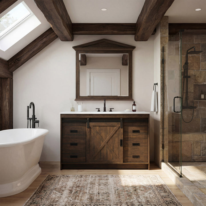 54 Inch Single Bathroom Vanity In Expresso - View 2 - Joshua Marshal