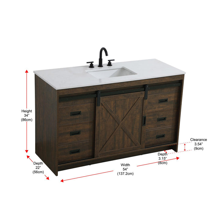 54 Inch Single Bathroom Vanity In Expresso - View 6 - Joshua Marshal