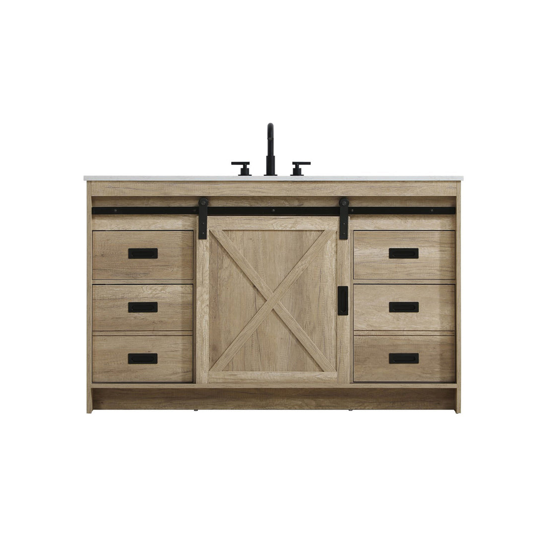 54 Inch Single Bathroom Vanity In Natural Oak - View 3 - Joshua Marshal