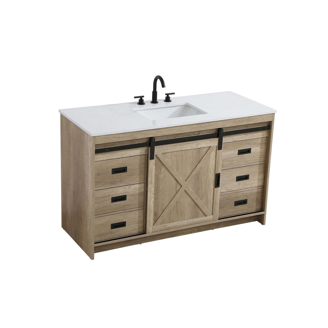 54 Inch Single Bathroom Vanity In Natural Oak - View 4 - Joshua Marshal