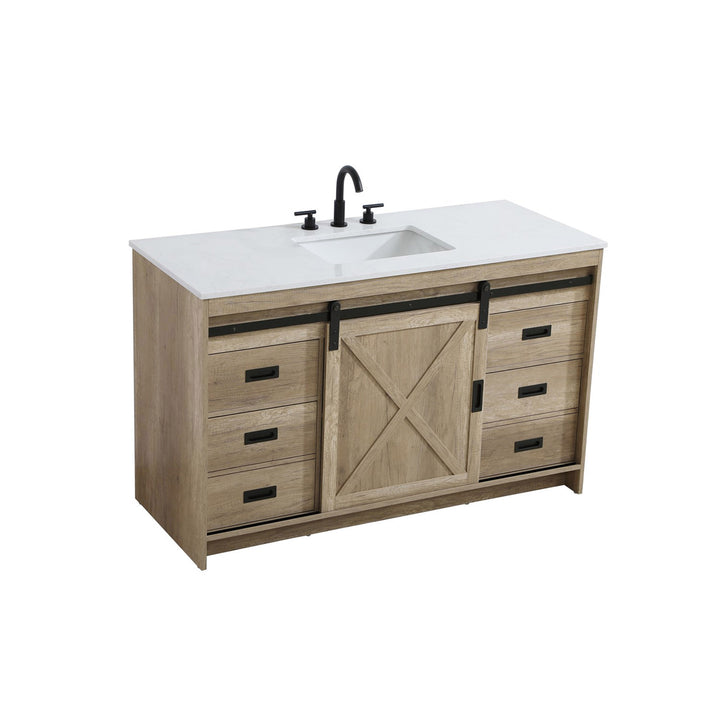 54 Inch Single Bathroom Vanity In Natural Oak - View 4 - Joshua Marshal