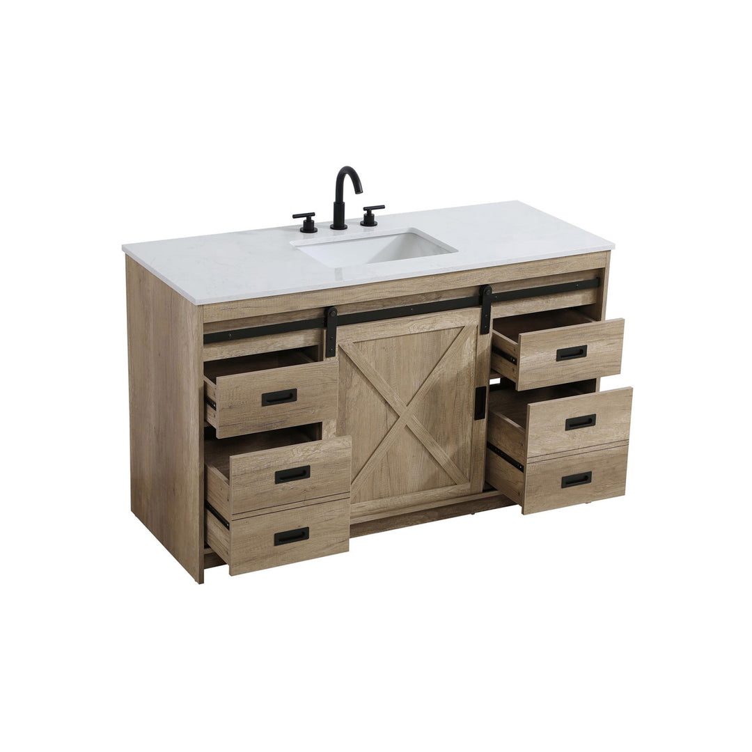 54 Inch Single Bathroom Vanity In Natural Oak - View 5 - Joshua Marshal