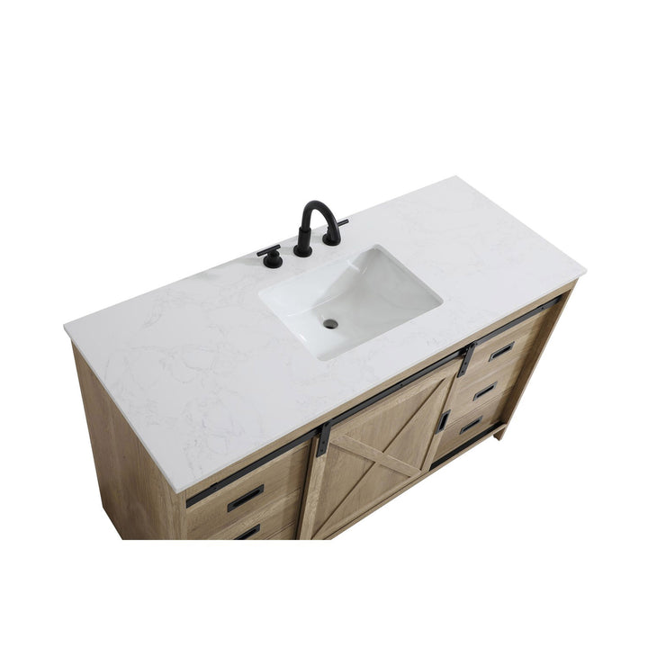 54 Inch Single Bathroom Vanity In Natural Oak - View 6 - Joshua Marshal