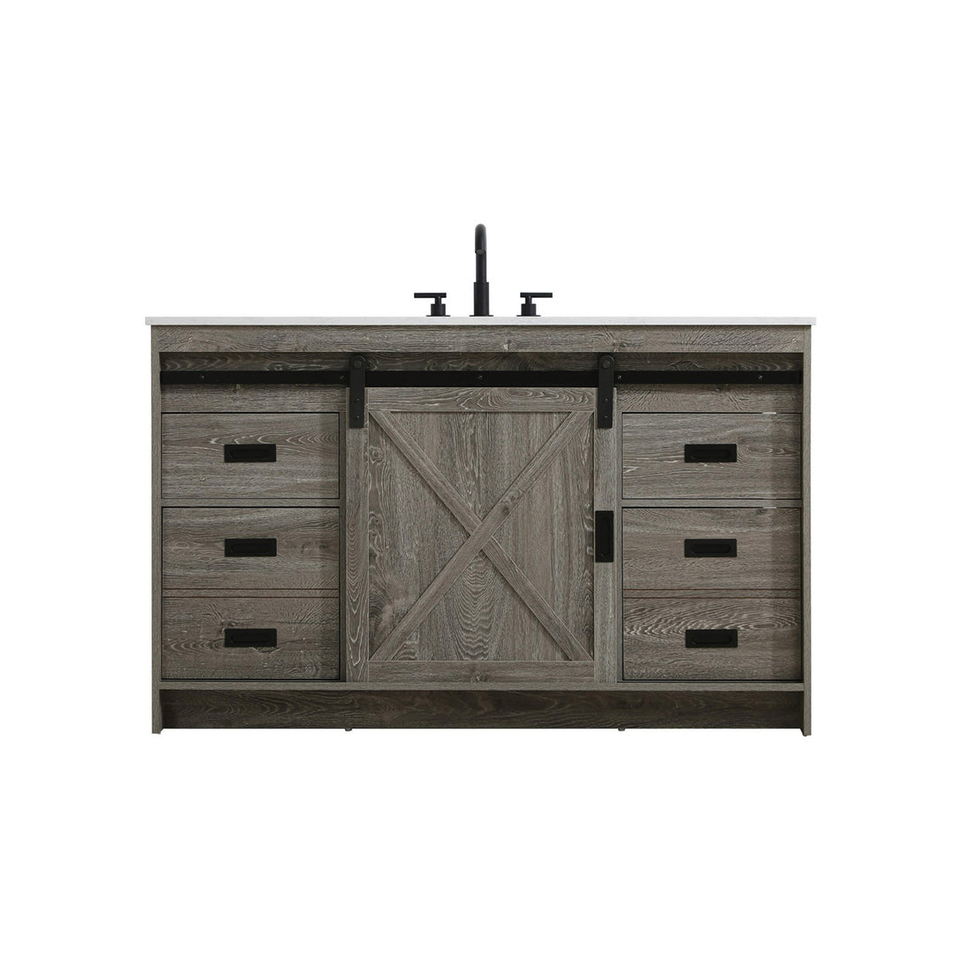54 Inch Single Bathroom Vanity In Rustic Grey - View 3 - Joshua Marshal